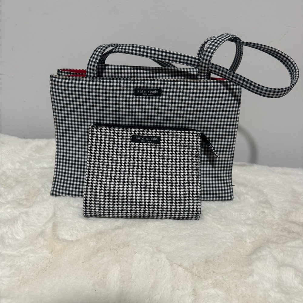 Kate Spade Houndstooth Tote and Pouch Set - Picture 1 of 9